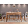 Hanah Home Costa Atlantice-Grey Conjunto Mesa y Sillas 5 Piezas Melamina Pino Atlantico y Gris Terciopelo Patas Madera/Metal 120x75 cm